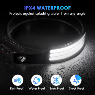 COB LED Đèn Pha Cảm Ứng Đèn Pha Tích Hợp Pin USB Sạc Đầu Đèn Pin Cắm Trại Ngoài Trời Cảm Biến Câu Cá Đèn Pha
