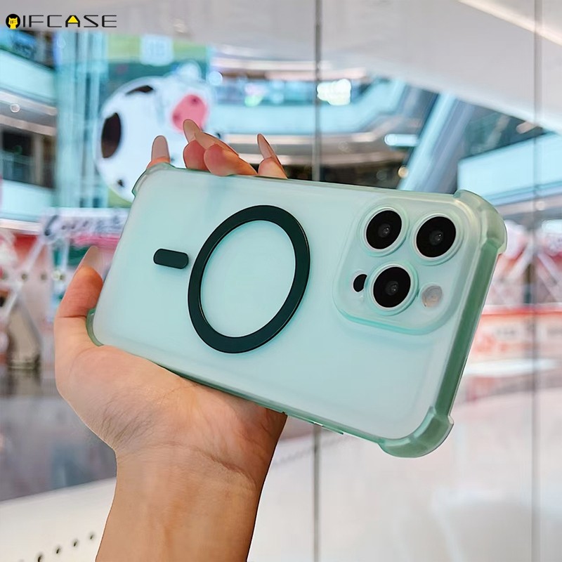 Tương Thích Cho iPhone 13 12 Mini 11 Pro XS Max XR X 7 8 Plus SE Ốp Điện Thoại Từ Tính Mờ Mờ Kinh Doanh Đơn Giản Túi Khí Chống Sốc Vỏ Mềm Ốp Lưng
