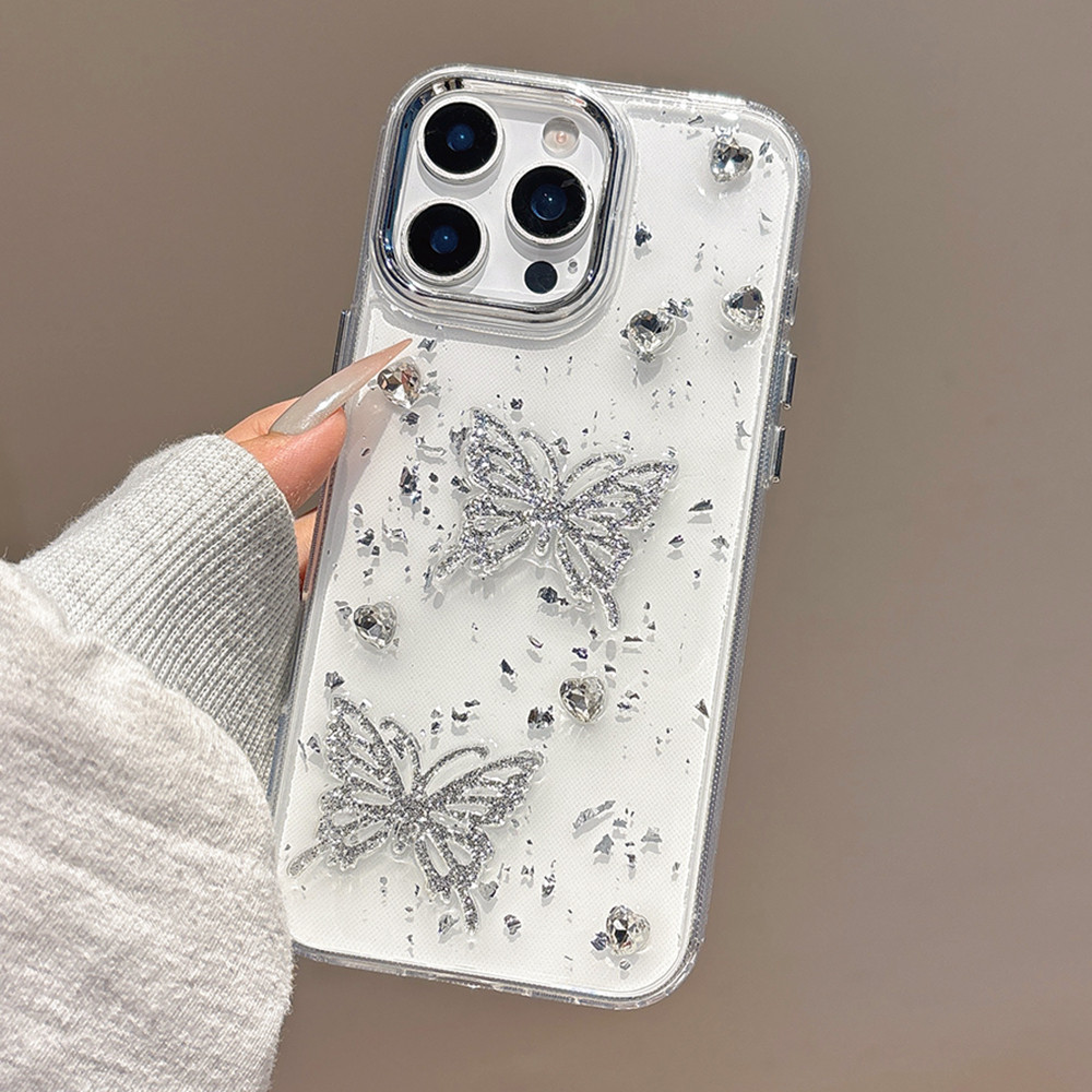 Ốp Điện Thoại Sóng Nhựa Bướm Cho iPhone 16ProMax 16Plus 15 14 13 12 11 Vỏ Bảo Vệ Chống Sốc