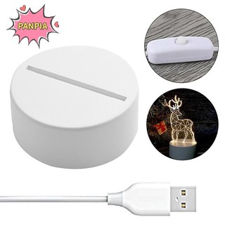 Pnpia Acrylic 3D Đèn LED Đế Bàn Đèn Ngủ Đế Đèn LED ABS USB Lighg Phụ Kiện Boutique