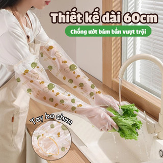 Găng tay TPE Siêu Dai Dùng 1 Lần - Dài 60Cm, Có Chun Chống Tuột,  Găng Tay Rửa Chén Bát, Giặt Đồ Dọn Dẹp Đa Chức Năng