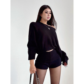 Quần short nữ cạp cao dệt kim co giãn | Kiểu dáng gập eo gấu cuộn | Thời trang hè sexy nhiều màu