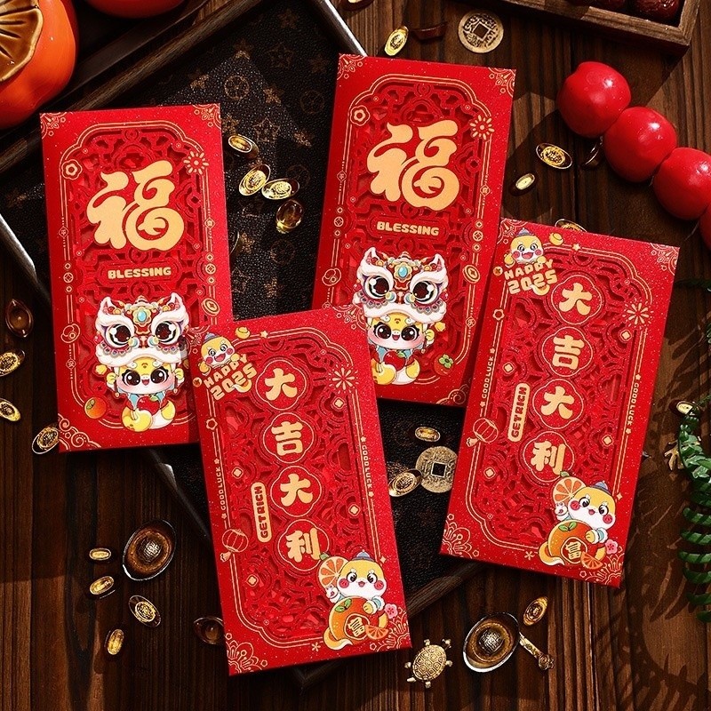 Sáng tạo năm con rắn rỗng gói màu đỏ phong bì 2025 Angpao CNY gói màu đỏ trẻ em người lớn tuổi Kinh doanh phong bì màu đỏ Năm con rắn ang pow Năm mới phong bì gói màu đỏ Tết Nguyên Đán luc