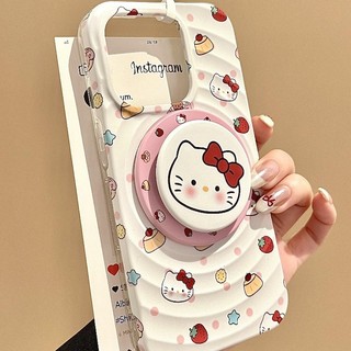 Ốp Điện Thoại Di Động Dâu KT Cat Từ Tính Dễ Thương Cho iPhone16 15 14 13 Pro Max Bảo Vệ Camera Chống Sốc Ốp Lưng Cứng Chống Rơi