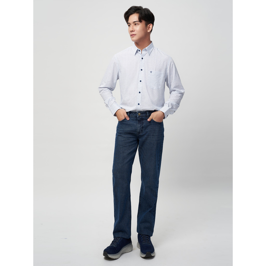 Sơmi dài tay vạt tròn VIETTIEN vải sợi hoa hồng phom regular VT00000226