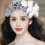 Mũ hoa ren cô dâu FUHUIOT, Mũ đội đầu cô dâu sang trọng phong cách Pháp, Tiệc lãng mạn Chụp ảnh cổ điển Băng đô cưới dành cho nữ