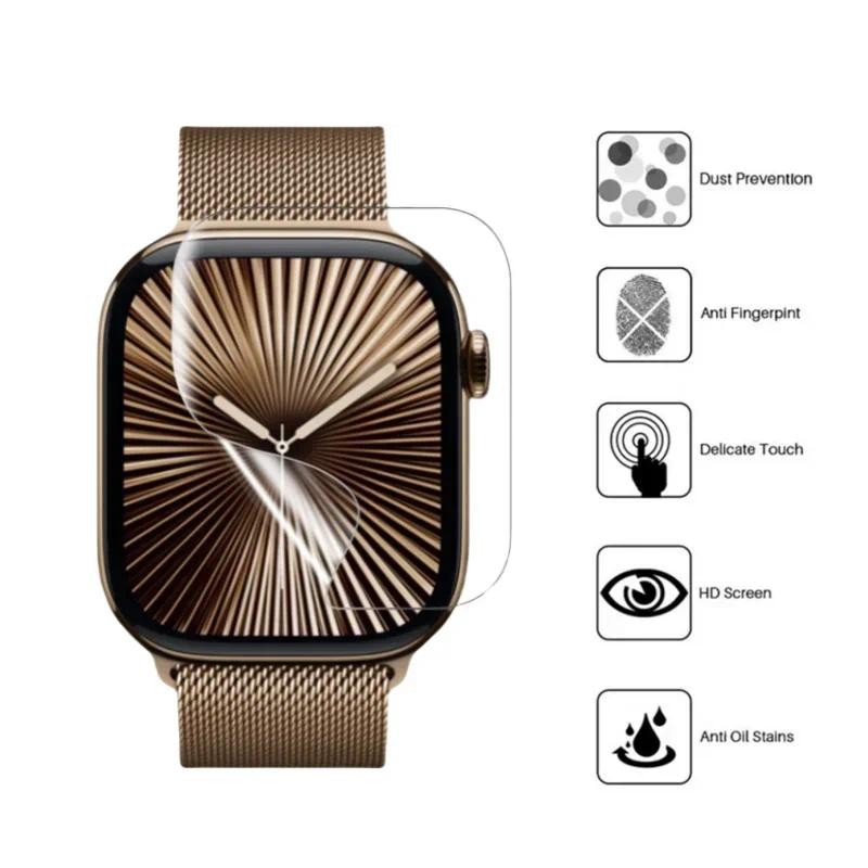 Dành Cho Series 6 5 4 SE 40mm 44mm 3 2 1 38mm 42mm HD Đen Kính Cường Lực Cho Apple Watch Series 10 42mm 46mm 9 8 7 41mm 45mm Ultra 2 49mm Chống Vân Tay Bảo Vệ Màn Hình Đồng Hồ