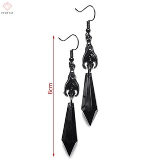 [Pcwkkef] Bông tai dơi đen đính hạt nhỏ giọt màu đỏ, bông tai, trang sức Gothic, trang sức thay thế, quà tặng Gothic cho cô ấy, người yêu dơi, Halloween mới