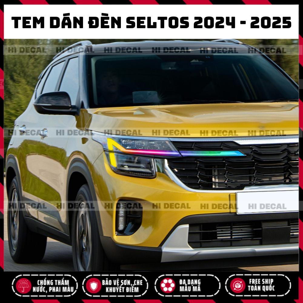 Tem dán đèn Seltos 2024 - 2025 Form Mới, tem dán đèn Seltos điểm nhấn chống nước bền màu