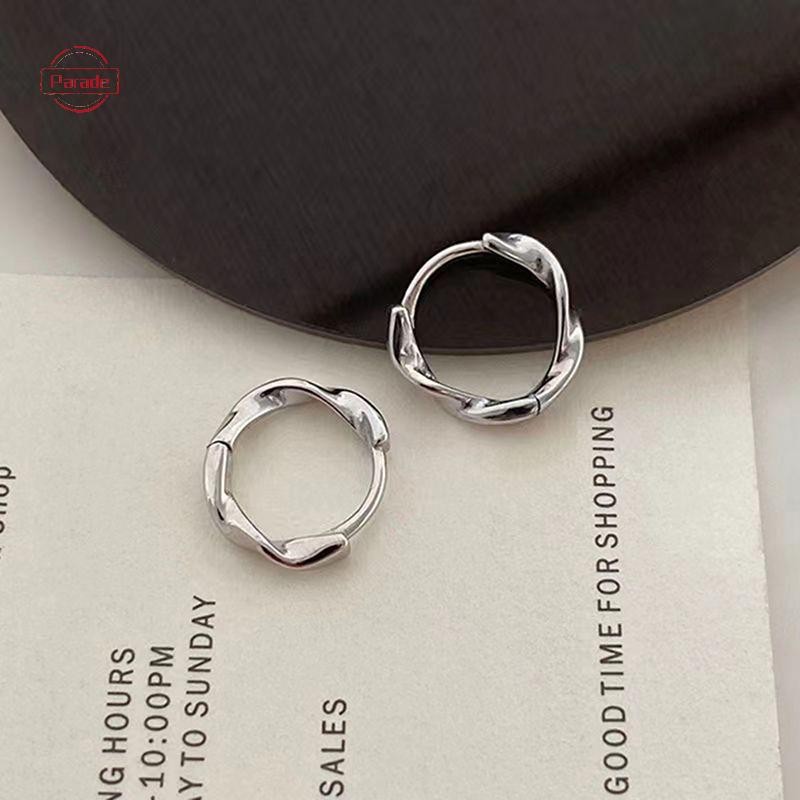 Bông tai vòng vàng xoắn diễu hành dành cho nữ, Vòng tròn dày không gây dị ứng Vintage Twist Earings Big VN