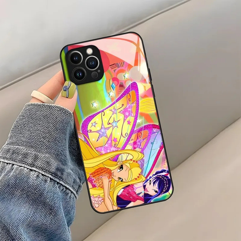 BK-1 Nữ Cô Gái Winx Catoon Câu Lạc Bộ Ốp Lưng Điện Thoại iPhone 14 Pro Max 17.35 Pro 12 11 13 Mini X XR XS 8 7 6 Plus SE Kính Cường Lực Mặt Sau Cov