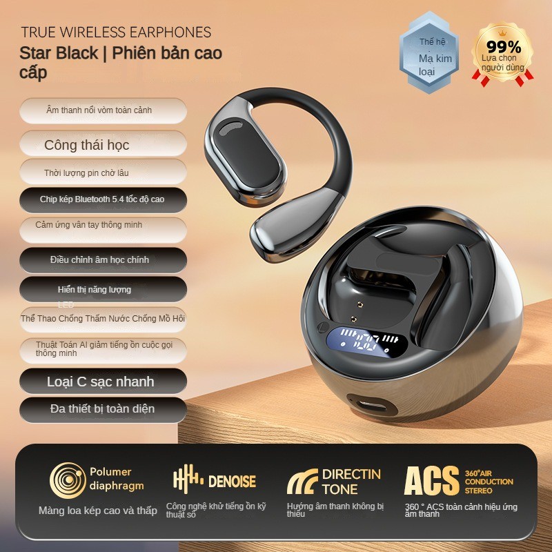 Tai nghe Bluetooth không dây Earhook Loại mở Không dẫn truyền xương trong tai Tai nghe tuổi thọ pin dài