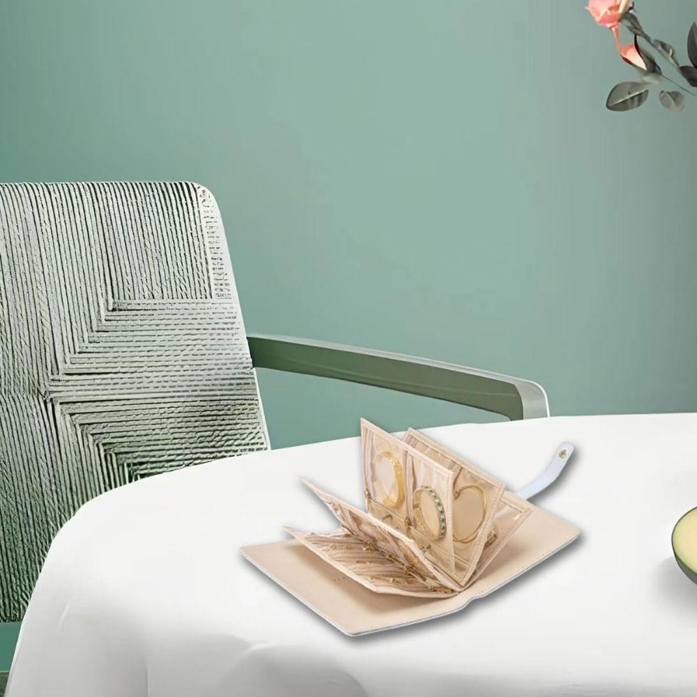 Sách lưu trữ chất kết dính vòng cổ SLICELLIFE, Sách lưu trữ trang sức nhung trong suốt, có túi dây kéo Túi lưu trữ bằng da PU sang trọng để trang sức