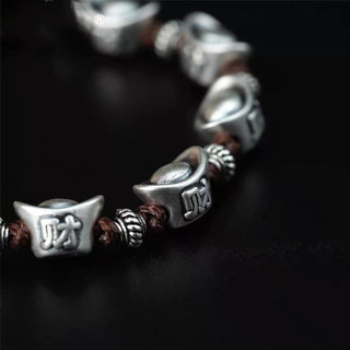 Bạc Nguyên Chất 999 May Mắn May Mắn Nguyên Chất Dệt Tay Bạc Nguyên Chất Thỏi Vòng Tay Độc Đoán Độc Đáo Retro Cặp Đôi May Mắn 12.24