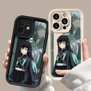 Ốp Lưng Cho Iphone 16 Pro Max 15 14 13 12 11 Pro Max XR 7 8 Plus 12 13 Mini Case Demon Slayer Tokitou Muichirou Anime Chống Sốc Mềm Hợp Thời Trang Silicon Bảo Vệ Camera