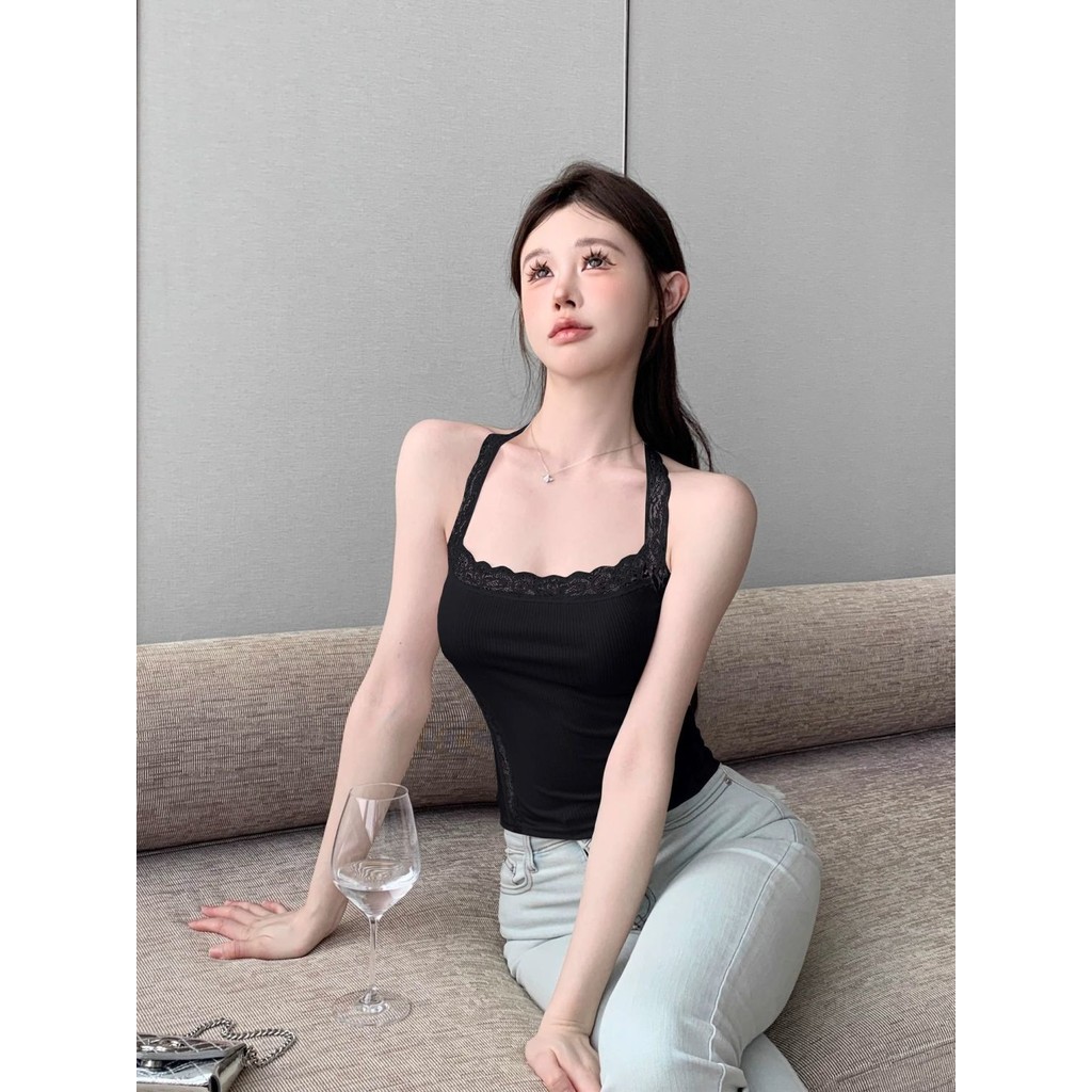 Milyfashion Ren Dây Camisole Nữ Mặc Ngoài Mùa Hè Hot Girl Gợi Cảm Một Vai Ống Top Nhỏ Top Phong Cách Thái Lan