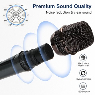 Micro không dây UHF Micro Karaoke năng động cầm tay kép có đầu thu sạc cho bữa tiệc cưới Câu lạc bộ nhà thờ