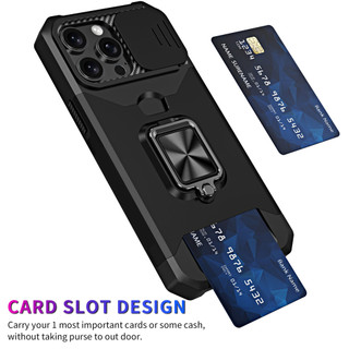 Dành Cho iphone 13 Pro Max / 12 Pro / 11 Ốp Lưng Có Trượt Camera Bao Đựng Thẻ Nhẫn Chân Đế Chịu Lực Bảo Vệ Mỏng Bao