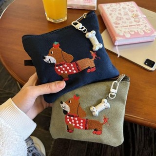 Ví đựng tiền xu GUSTAVA, Ví dây kéo thêu chó xúc xích, Canvas dễ thương Nhẹ chống nước Túi lưu trữ Mini Tai nghe