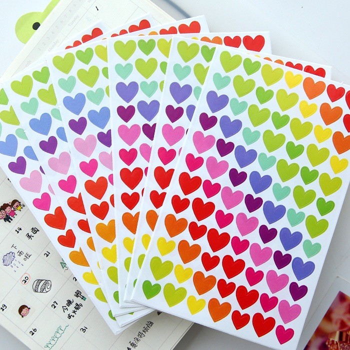 Tấm sticker tròn, trái tim, ngôi sao trang trí sổ, thiệp | Shopee Việt Nam
