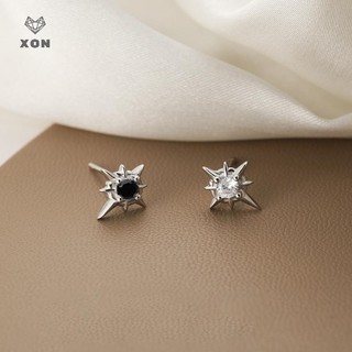 XON 1 Đôi Bông Tai Đính Đá Zircon Hình Ngôi Sao Màu Trắng Phong Cách Hip hop Thời Trang Cho Nam Và Nữ