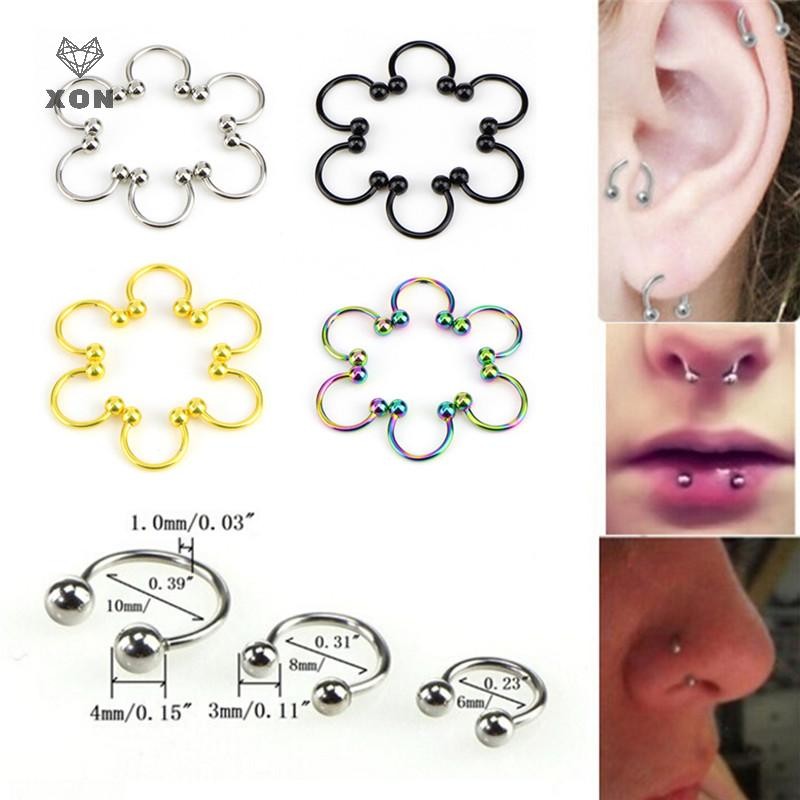 XON Bộ 10 Khuyên Xỏ Mũi Và Mũi Bằng Thép Không Gỉ Cá Tính