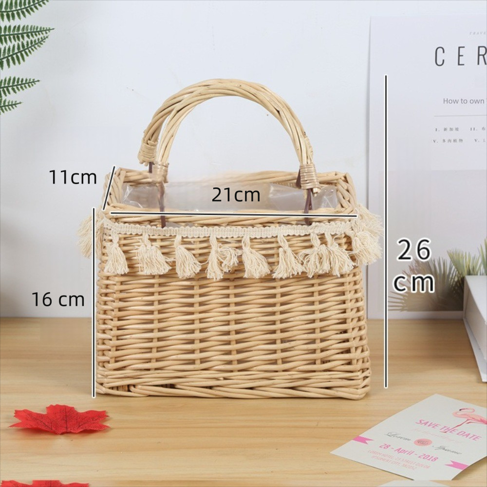 Giỏ hoa bé gái DAYBREAK, Hộp đựng có tay cầm Giỏ đựng mây liễu, Giỏ cắm hoa chắc chắn thủ công bền bỉ sáng tạo Đám cưới