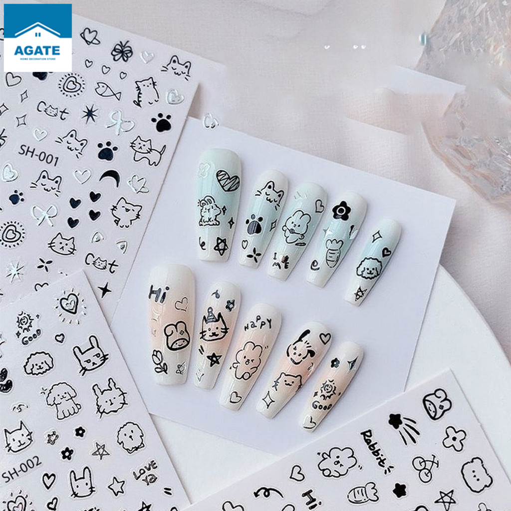 Sticker thú ngộ nghĩnh, Trang trí móng tay, chất liệu an toàn, thân ...