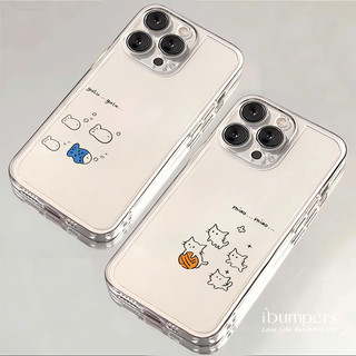 ibumpers Ốp Điện Thoại iPhone Cặp Đôi Dễ Thương Họa Tiết Cá Mèo Cặp Đôi Ốp Lưng Trong Suốt TPU Mềm Chống Sốc Cho IPhone 16 15 14 12 13 11 Pro Max IP 7 8 Plus X XS XR