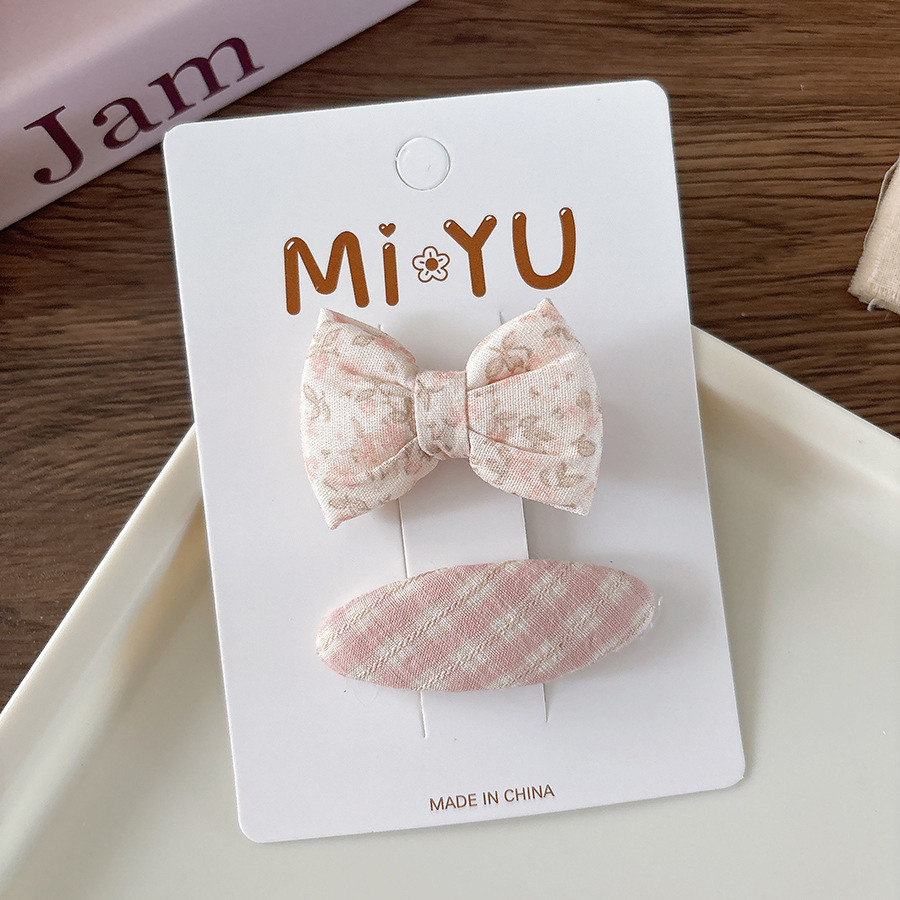 Cô Gái Nơ Màu Hồng Kẹp Tóc Bộ Hoa Nơ Nổ Kẹp Tóc