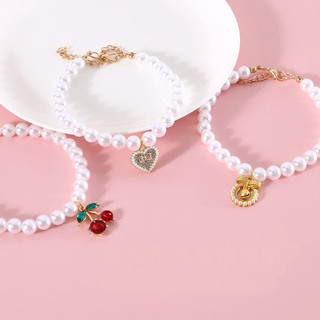 Thú Cưng Ngọc Trai Anh Đào Mèo Cổ Công Chúa Vòng Cổ Chó Phụ Kiện Cổ Thú Cưng Trang Sức Mặt Dây
