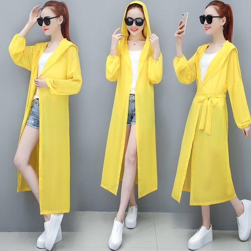 [1528 Người Đã Thu Thập] Quần áo chống nắng dài cho phụ nữ, áo khoác mỏng mùa hè 2025, áo chiffon chống nắng mới, áo khoác ngoài chống nắng bãi biển, áo UGIW dài qua đầu gối