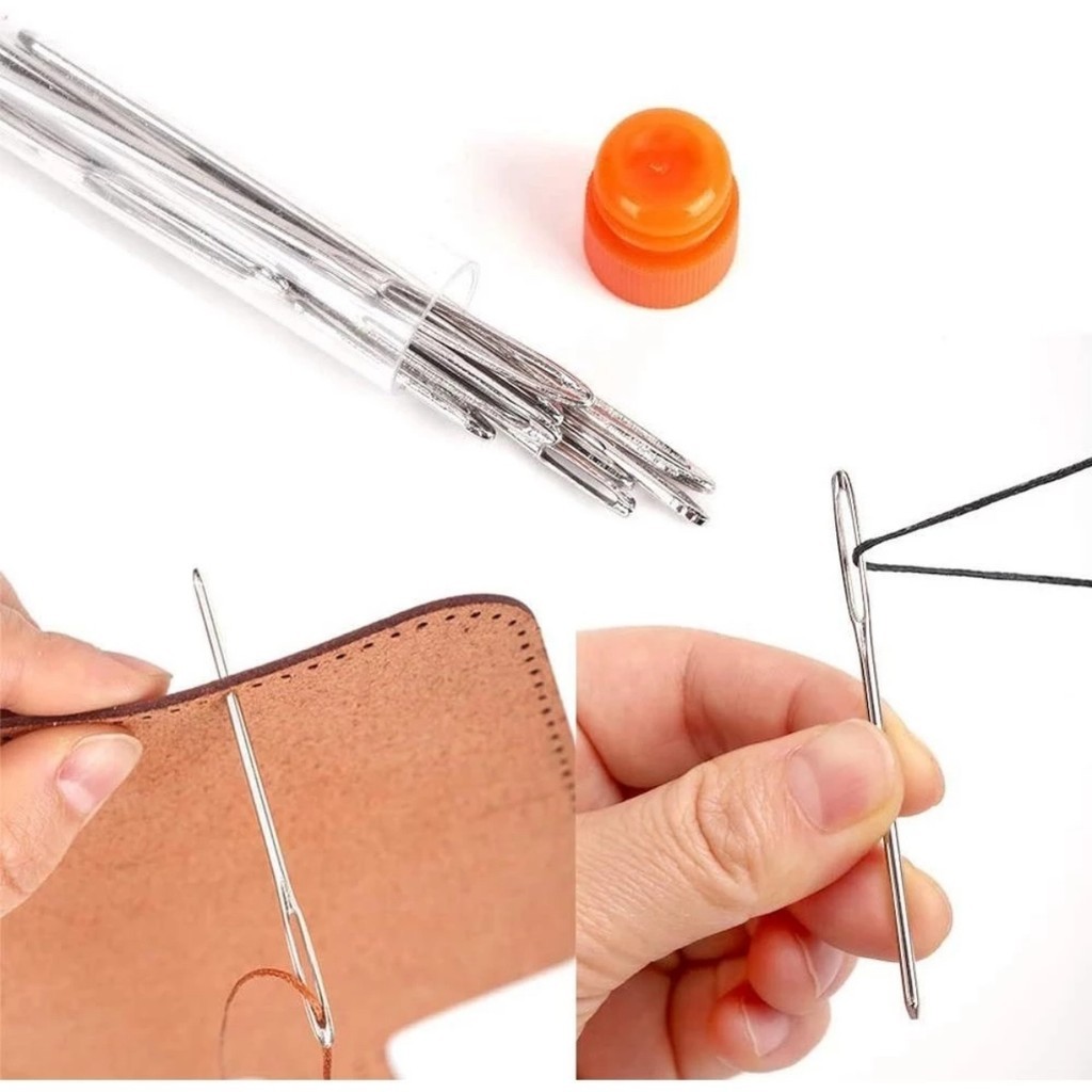 Bộ 18 thép không gỉ Big Eye Needle Handmade khâu DIY kim sống sửa chữa quần áo thủ công may công cụ - FE123
