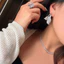 Tính khí đẹp Phong cách mới Bông tai đuôi cá Zircon khí chất thời trang