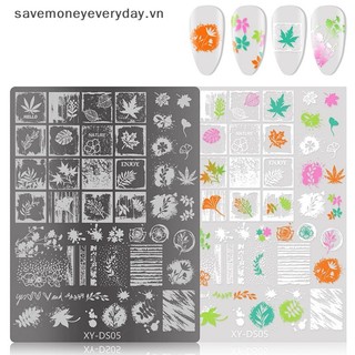 [savemoneyeveryday] Hoa Nail Art Stamping Plates Bản mẫu vẽ Đường sọc hình học Hình ảnh 3D Khuôn Stencil Mẫu làm móng tay [vn]