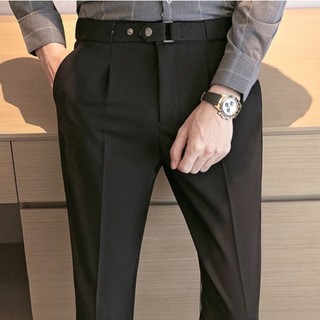 Quần Âu Nam Hàn Quốc Sidetab Dáng Baggy, Quần Tây Nam Công Sở Có Đai Chỉnh Eo 6507