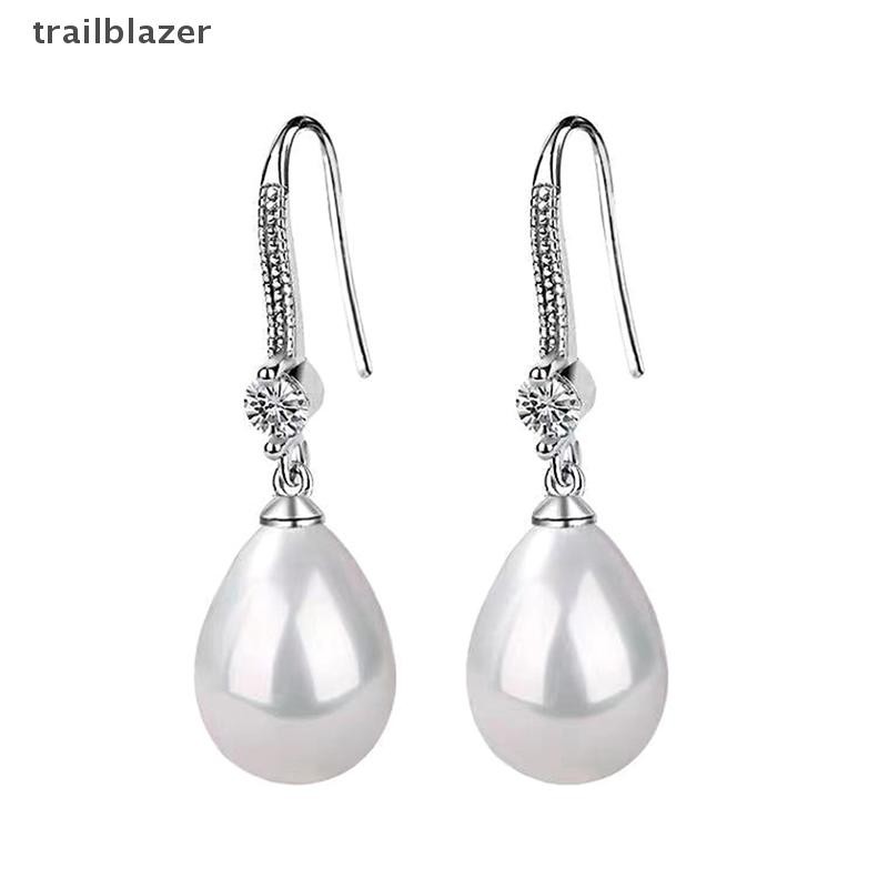 Trailblazer Trang Sức Cho Nữ Giọt Nước Ngọc Trai Bông Tai Nữ Đỏ Trắng Tròn Ngọc Trai Hình Bầu Dục Bông Tai Cưới Đính Hôn Valens Ngày Quà Tặng Mới