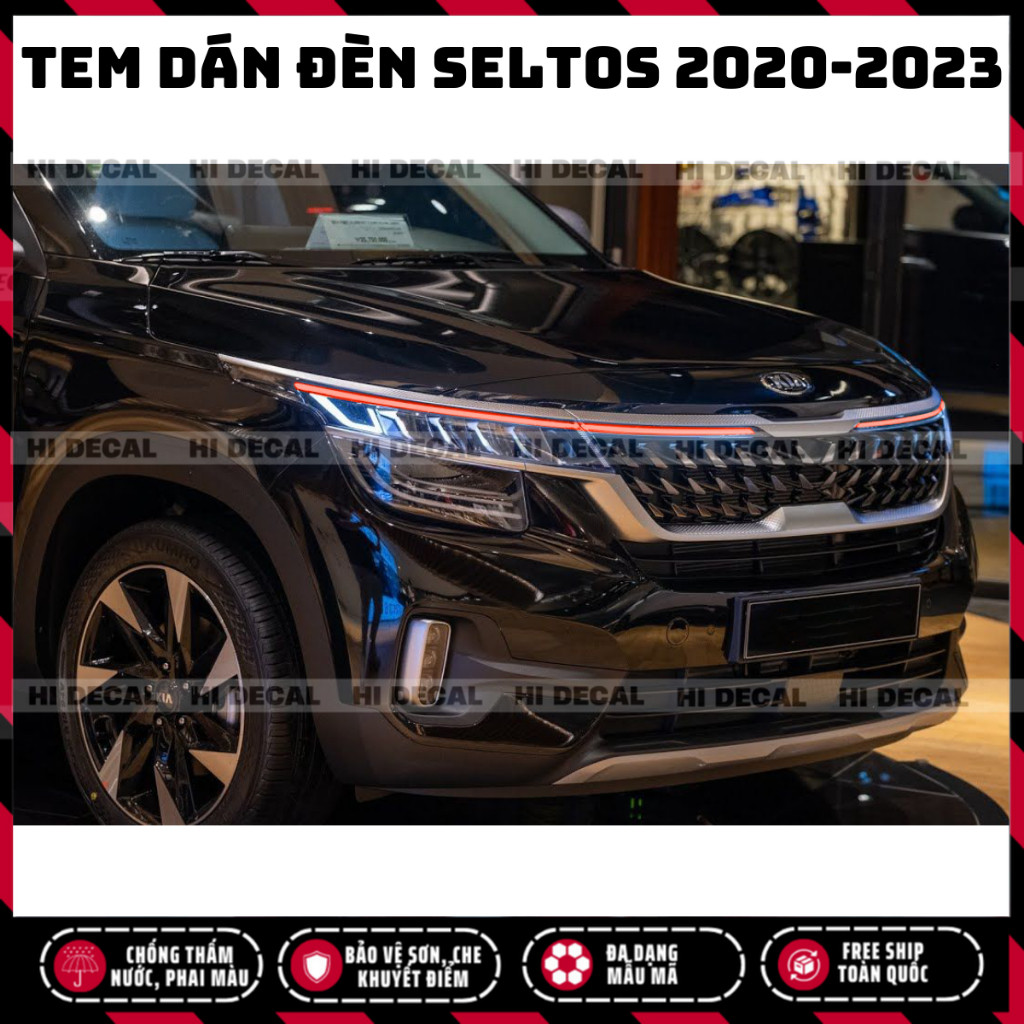 Tem dán đèn Kia Seltos 2020 - 2023, decal đổi màu đèn Seltos, tem dán trang trí bền màu