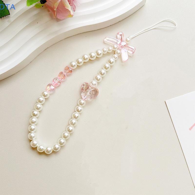 Dta Ngọc Trai Tình Yêu Mặt Dây Chuyền Móc Khóa Đính Hạt Dây Điện Thoại Trang Trí Phụ Kiện Quà Tặng Ngăn Ngừa Mất Điện Thoại Di Động Dây PO