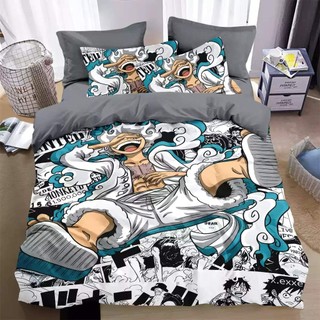 ONE PIECE Luffy 3IN1 Ga trải giường Vỏ chăn gối Bộ chăn ga gối Phòng ngủ gia đình Bộ đồ Anime có thể giặt được