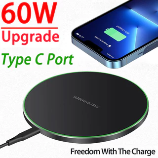 Bộ sạc không dây 60W Nâng cấp Bộ sạc nhanh Sạc nhanh QC 3.0 cho iPhone 14 13 12 11 XS Samsung S22 S21 S20