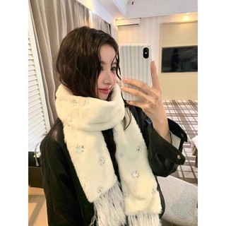 Mùa Đông Dày Cao Cấp Phù Hợp Với Bông Tuyết Sang Trọng Ấm Tua Rua Khăn Nữ