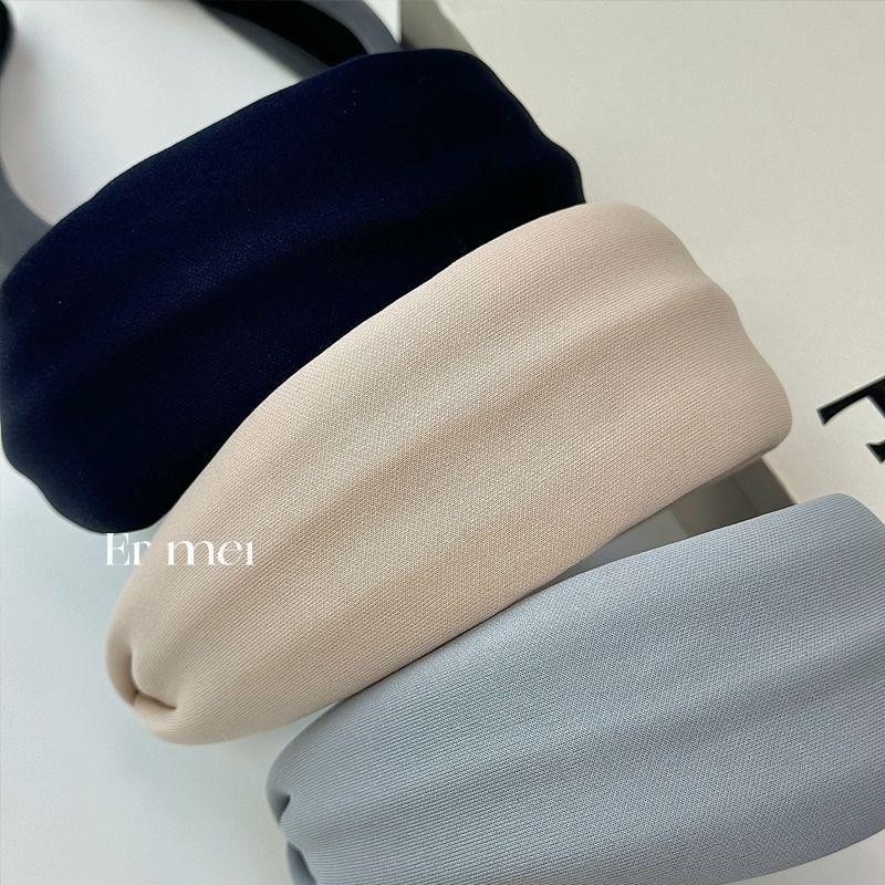 Pháp Màu Trơn Rộng Vành Băng Đô Không Khí Cảm Thấy Tính Khí Phong Cách Phương Tây Bao Da Tóc Trắng Băng Đô