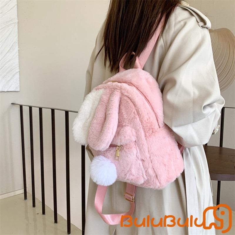 Ba Lô Sang Trọng Cho Nữ Ví Thỏ Dễ Thương Ba Lô Nhẹ Lông Thú Giả Daypack Bookbag