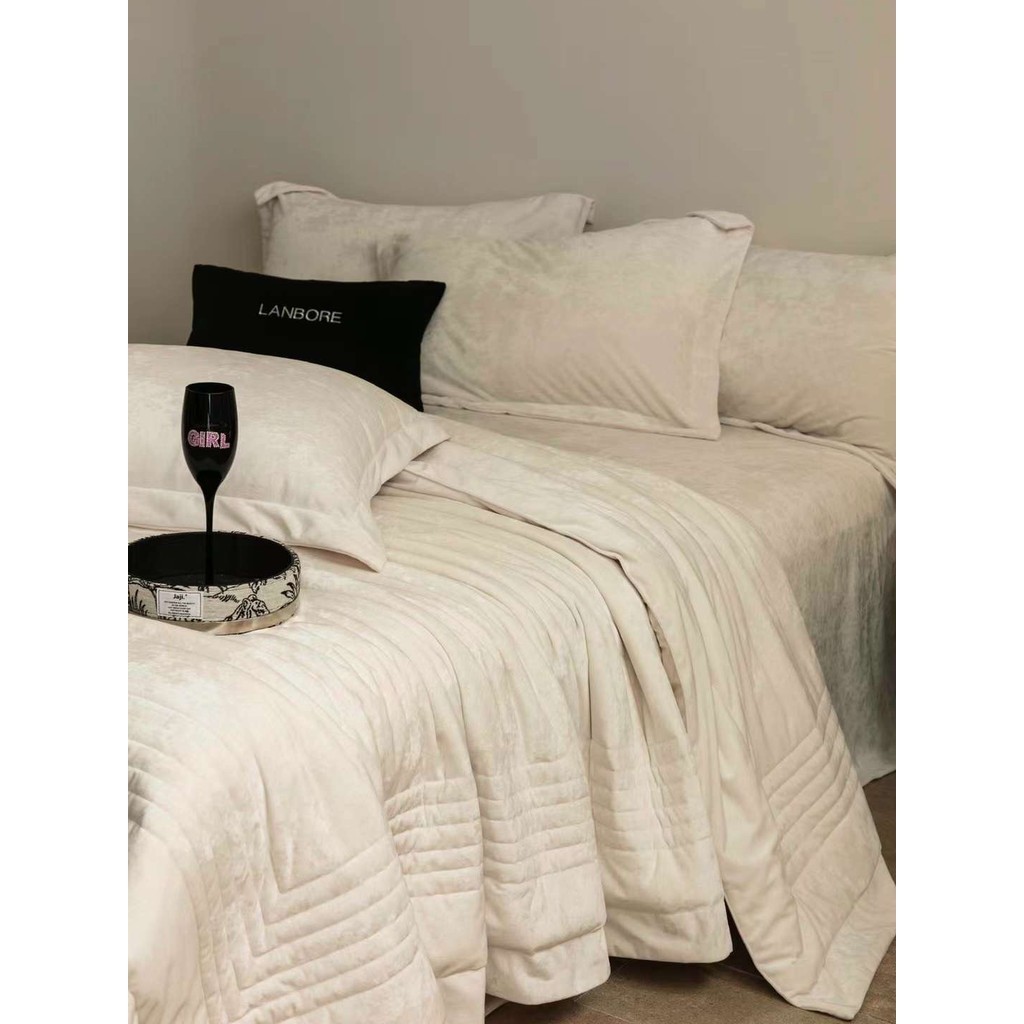 (L41139)Bộ Chăn Ga Gối Nỉ Kim Sa Cao Cấp Tone Màu Đơn Sắc Hiện Đại Giúp Giấc Ngủ Của Bạn Thư Giãn - MemMinbedding Luxury