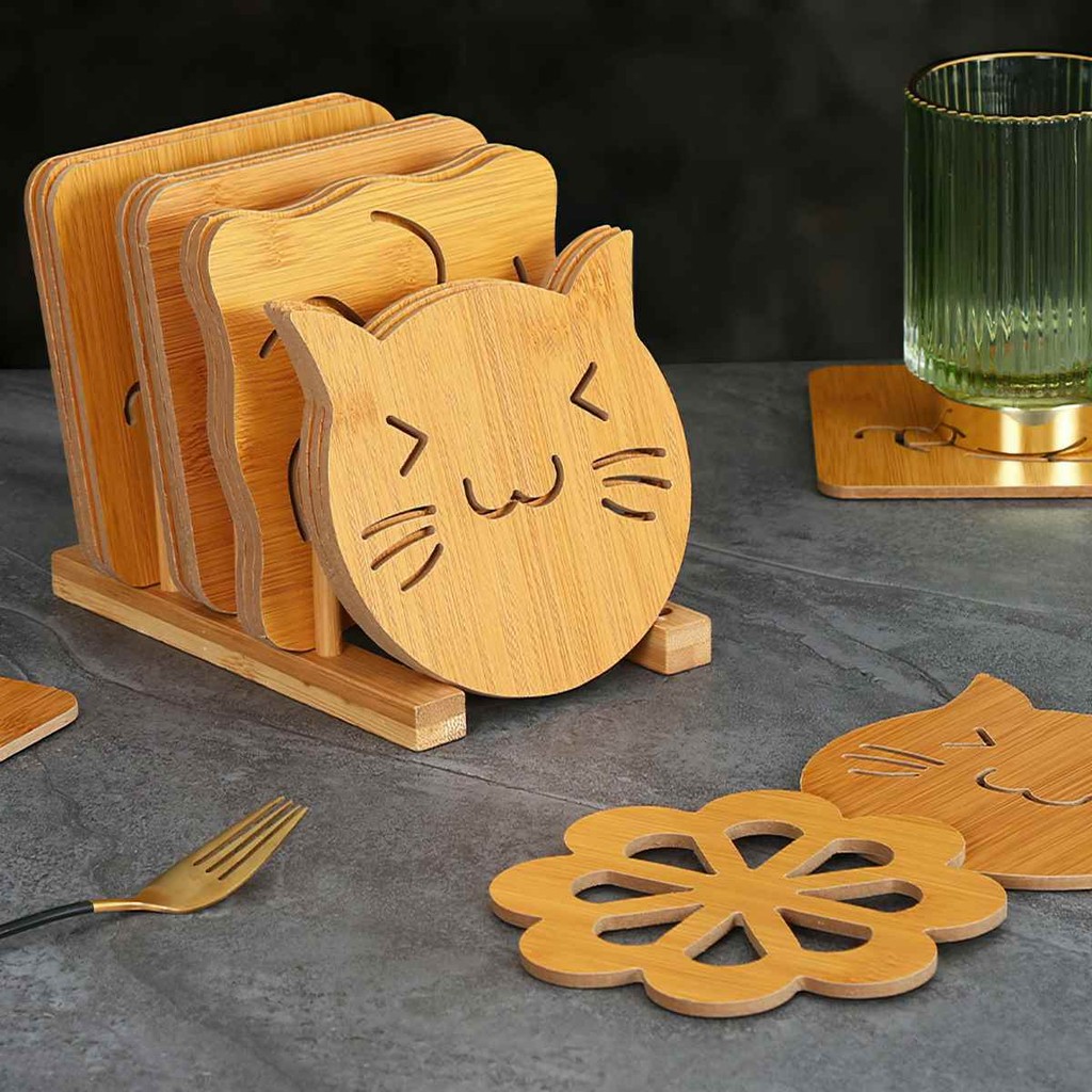 Miếng Lót Cốc Gỗ Lót Ly Lót Nồi Gỗ Chống Thấm Cách Nhiệt Chống Trượt Phụ Kiện Bàn Ăn