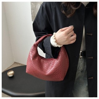 Túi đeo vai NECKLACEMASK, Túi xách họa tiết dệt vuông, Túi đeo trên cùng PU mềm đơn giản dành cho nữ