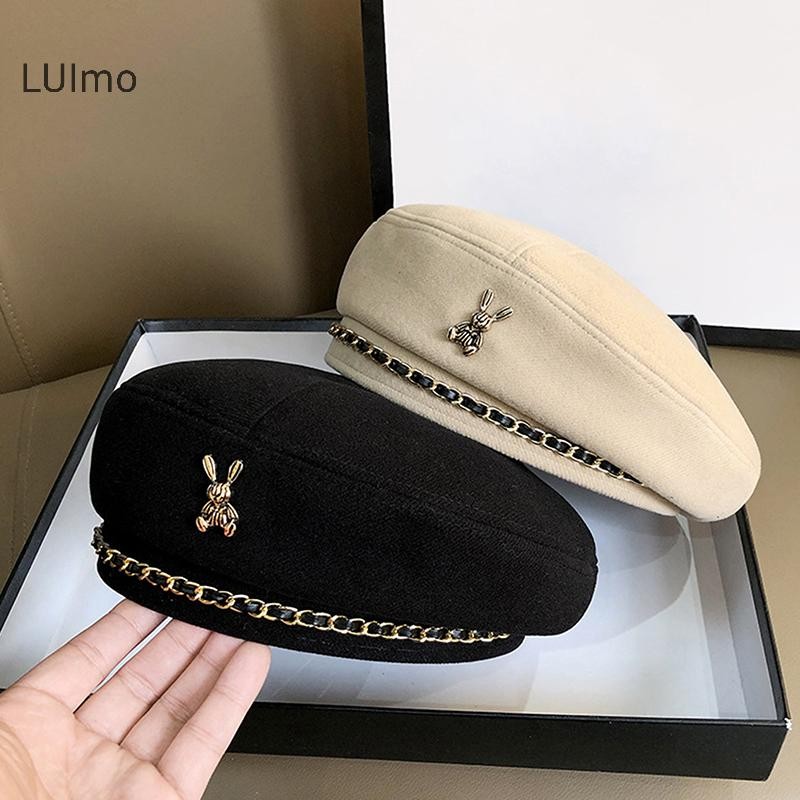 Luimo Nữ Beret Phong Cách Pháp Nghệ Sĩ Ấm Áp Mùa Đông Mũ Beanie Màu Trơn Thanh Lịch Nữ Phù Hợp Với Mũ Họa Sĩ SBS