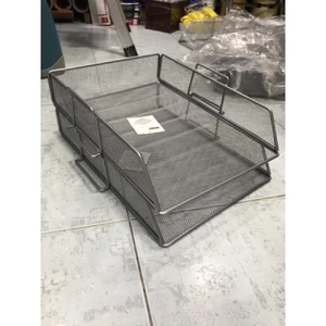 Khay rổ sắt lưới đựng tài liệu hồ sơ 1 tầng có quai bằng sắt HY63574.