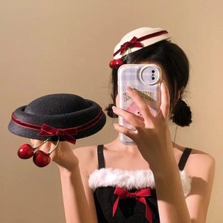 Thắt mũ bò phong cách Pháp dễ thương, làm từ vải đen, phù hợp với mũ nón trắng
